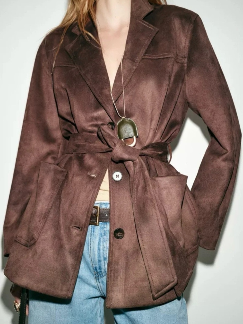 Zara Belted Suede Jacket